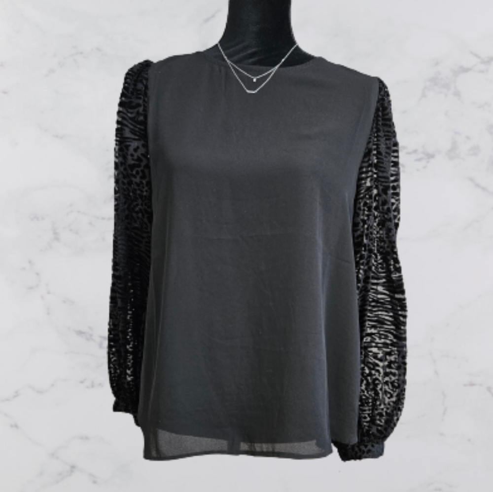 Jealous toTomato large women's long sleeve black blouse